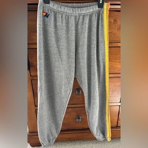 Women’s size large Aviator Nation grey 5 stripe sweatpants
